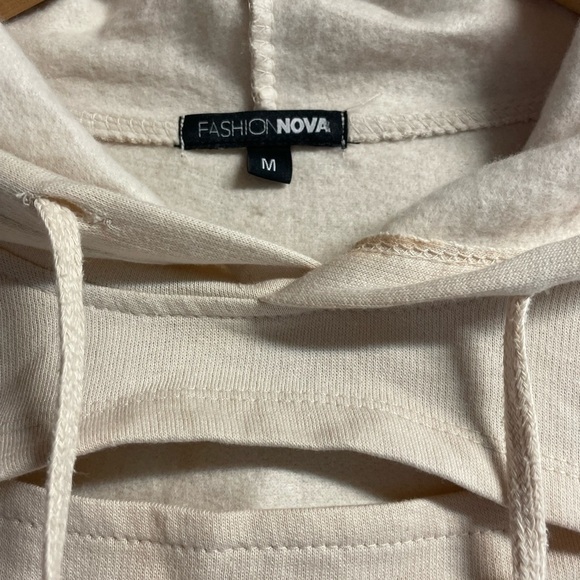 Fashion Nova Athleisure hoodie. Cut out front and back. Nude in color. Cute!! - Picture 3 of 4